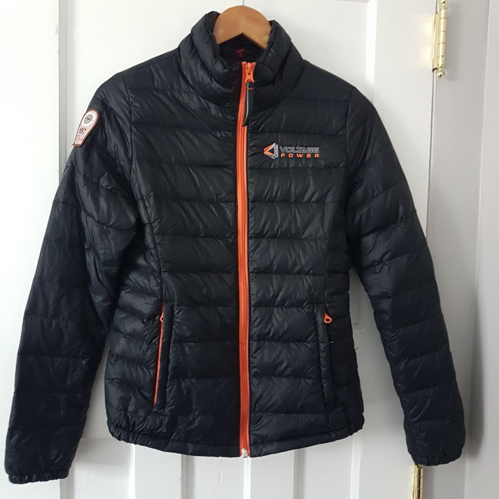 OSC Outdoor Survival Canada Down Puffer Branded Funnel Neck Jacket Black Sz S